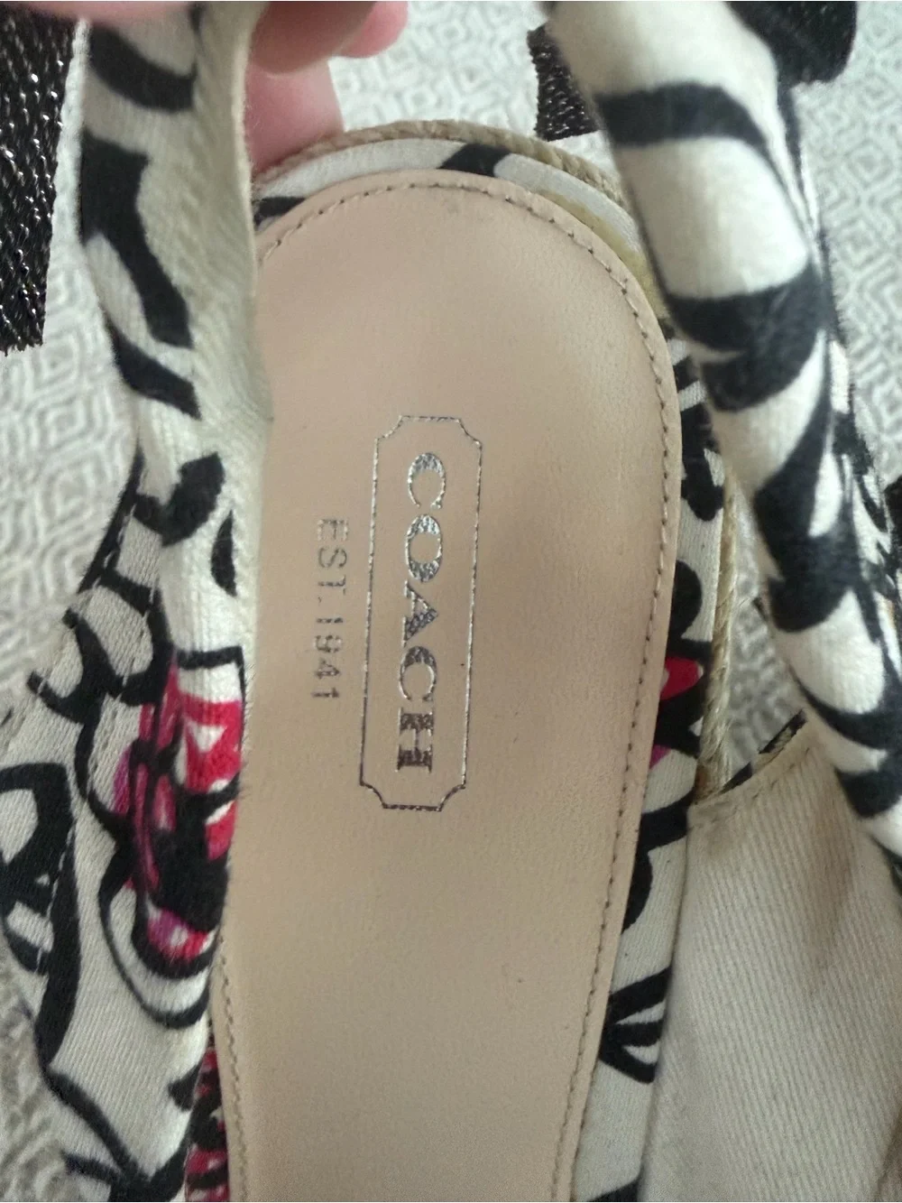 Vintage Coach Maritza Poppy Flower Espadrille Wedge Sandals - Size 10